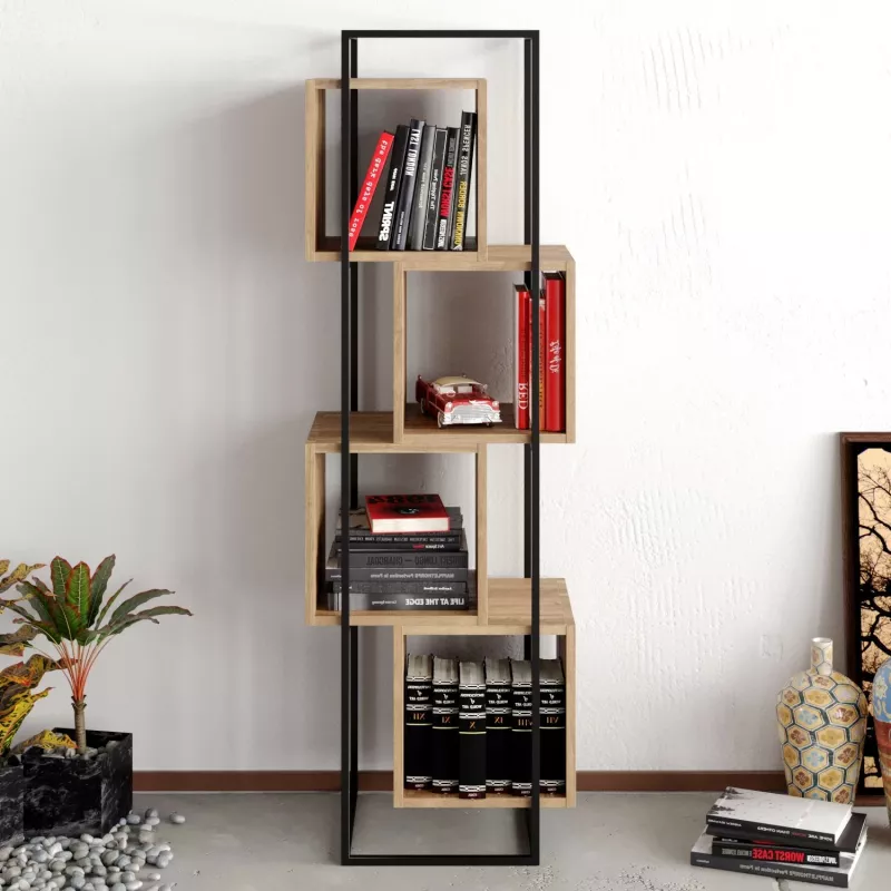 Raft librash Hanah Home, Prada, ngjyrë arre dhe e zezë