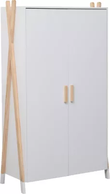 Dollap për fëmijë PASCHAL, ngjyrë e bardhë, këmbë prej druri pishe, 96x44x170cm