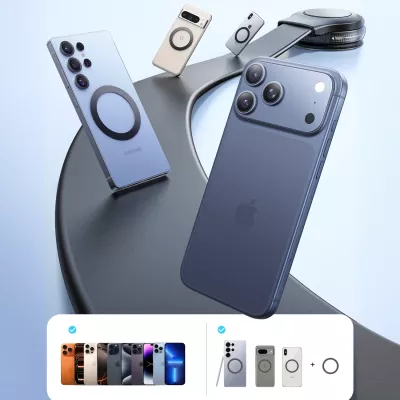 Mbajtëse magnetike telefoni për veturë Joyroom JR-ZS518, krah fleksibil, montim në xham/dashbord, e zezë
