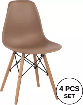 Karrige me këmbë druri dhe sedilje Twist PP Cappuccino FH8460.25 46x50x82 cm, set prej 4 copë