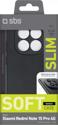 Mbështjellës SBS Instinct për Xiaomi Redmi Note 15 Pro 4G, TPU + mikrofibër, Black