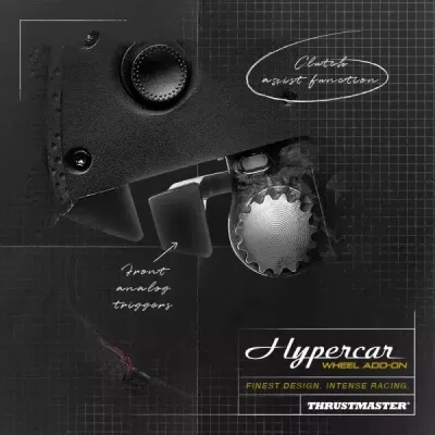 Timon për simulator garash Thrustmaster Hypercar Wheel Add-On, 25 butona, kompatibil me baza T818/T598, i zi