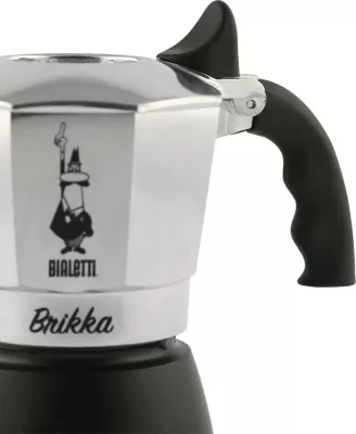 Moka pot Bialetti Brikka, 2 filxhanë, 0.1L, Alumini, E zezë