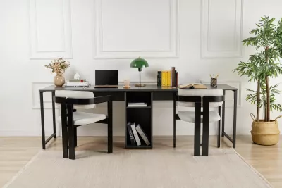 Tavolinë studimi Nordure, dyshe, anthracite, e zezë
