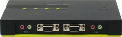KVM switch LevelOne KVM-0421, 4 porta USB, VGA, audio, e zezë/e gjelbër