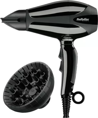 Tharëse flokësh BaByliss 6715DE 2400W me difuzor, motor AC profesional, e zezë