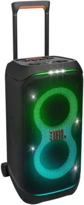 Altoparlant portativ JBL PartyBox Stage 320 JBLPBSTAGE320EP me drita LED, Bluetooth, me rrota dhe dorezë tërheqëse, ngjyrë e zezë