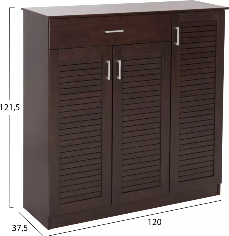Dollap këpucësh PROBY, melaminë, ngjyrë wenge, FH9607.01, 120x37,5x121,5H cm