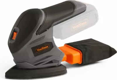 Lëmues trekëndor pa kabllo VonHaus E-Series MPN 3500172 18V, 140×140×94 mm, gri/zezë, me 5 letra zmerile + kuti pluhuri (pa bateri/karikues)