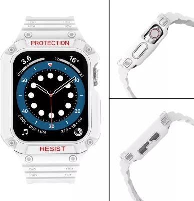 Rrip me kasë mbrojtëse për Apple Watch Hurtel, 45/44/42mm, Bardhë