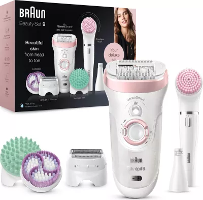 Set bukurie epilator Braun Silk-épil 9-995 9-në-1, FaceSpa, pa kabllo 50 min, Wet & Dry, me aksesorë set