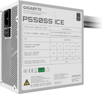 Furnizues rryme (PSU) GIGABYTE GP-P550SS ICE 550W 80 Plus Silver ATX 3.0 (3.1) Active PFC, i bardhë