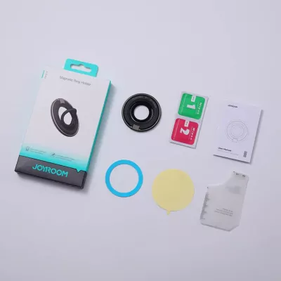 mbajtës magnetik MagSafe për celular Joyroom JR-ZS383, unazë gishtit, kompatibilitet iPhone 12–15 dhe telefona 4.7–7", shndërrohet në qëndrim, i zi
