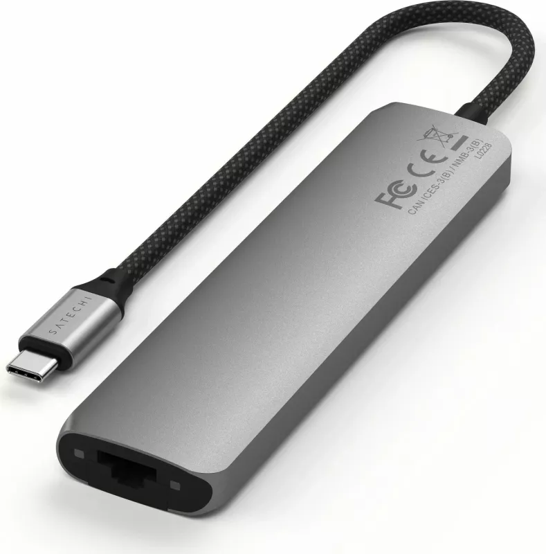 Adapter Satechi 7w1 ST-P7S, USB-C, HDMI 4K, Ethernet, ngjyrë gri