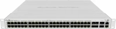 Switch Mikrotik CRS354-48P-4S+2Q+RM 48-port PoE, 4x10G SFP+, 2x40G QSFP+, 1U për rack 19\", gri
