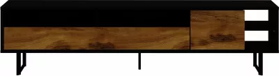 Komodinë TV Skye Decor, ngjyrë e zezë dhe lis, Luga