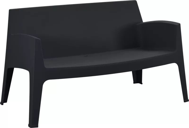 Divan i jashtëm 2-vendësh SLEEK, polipropilen, ngjyrë e zezë, FH6366.02, 118x48.5x73cm