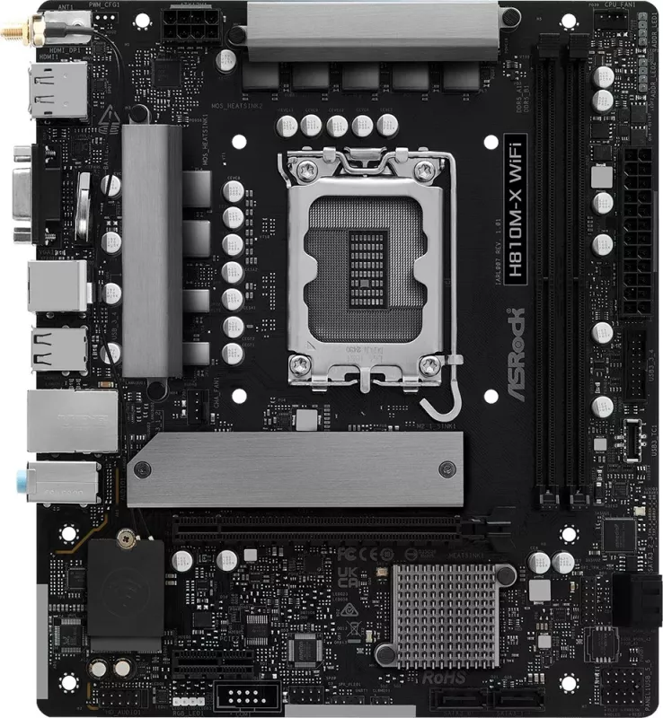 Pllakë amë ASRock H810M-X WIFI, micro ATX, Socket 1851, Wi-Fi, e zezë