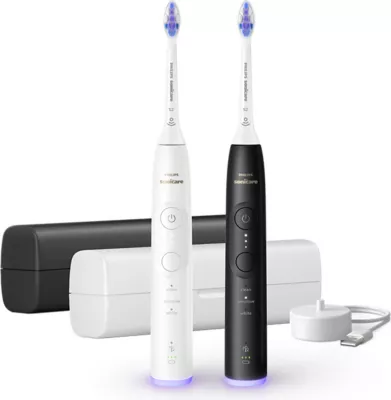Furçë dhëmbësh elektrike, Philips, Sonicare 6500 HX7419/01, me kuti udhëtimi, paketë dyshe, zi/bardhë