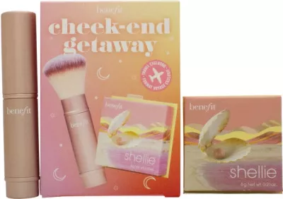 Set ruzh dhe brushë Benefit Cheek-End Getaway Shellie Blush, 6gr