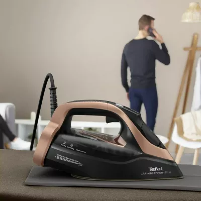 Hekur me avull Tefal Ultimate Power Pro FV9E50 3200 W, Durilium AirGlide Autoclean, kabllo 2 m, Zi/Bakër