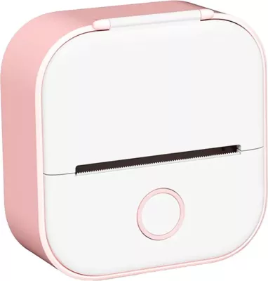 Printer etiketa portativ Phomemo T02, termik, Bluetooth, rozë dhe bardhë