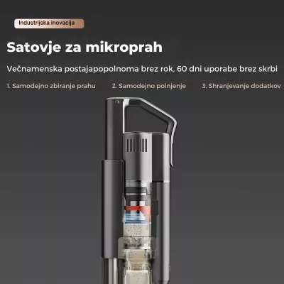Fshesë me korrent vertikale pa kabllo Uwant V500G 25000Pa, stacion auto-zbrazje 60 ditë, 40 min, gri, set me aksesorë + 2 qese pluhuri