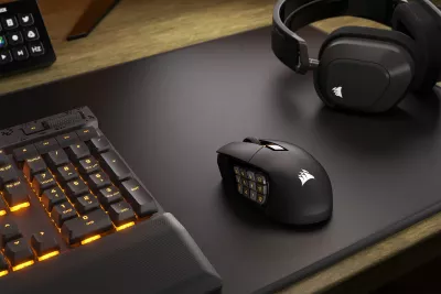 Maus gaming Corsair SCIMITAR ELITE WL-BLK-RGB, 26000 DPI, 16 butona, RGB, i zi
