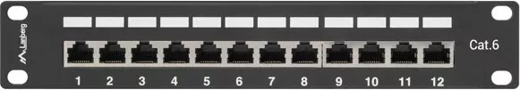 Paneli i Patch-it Lanberg PPF6-9012-B, kategori 6, i mbrojtur