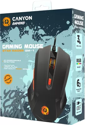 Maus CANYON Star Raider GM-1, me kabllo USB, RGB, 6 butona, 3200 DPI, i zi