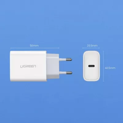 Karikues Ugreen CD137 18W 1x USB-C PD/QC 3A argjendtë/bardhë