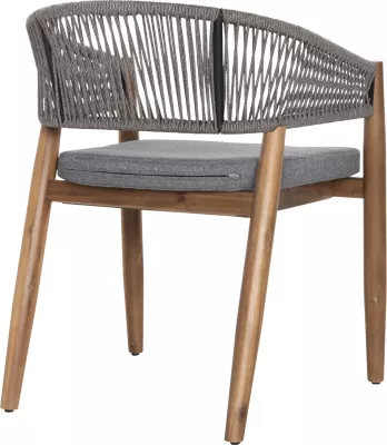 Karrige për tavolinë terase NAVAN FH6135.01 dru akacie natyrale-litar najloni gri 59x58x76Hcm., set prej 4 copë