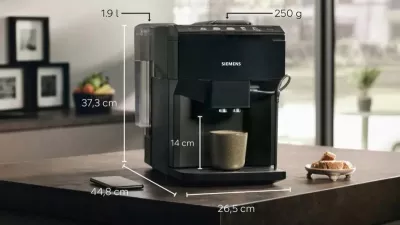 Makineri kafeje, Siemens, TP511R09, espresso automatike 15 bar, depo uji 1.7–2.1L, kafe kokrra, e zezë