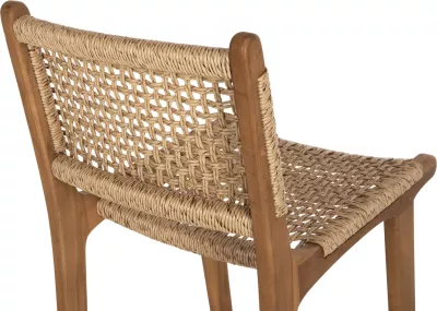 Karrige për bar me shpinë NESHA FH9788 dru TEAK, litar natyral-bezhë, 45x57x110H cm