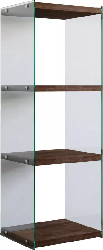 Raft librash Hanah Home, R301, dru pishe, xham i temperuar, ngjyrë arre, 40x120x35 cm
