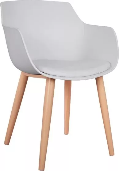 Karrige ngrënie Lucie FH8242.01 e bardhë me këmbë metalike 56x57x80 cm, set prej 2 copë
