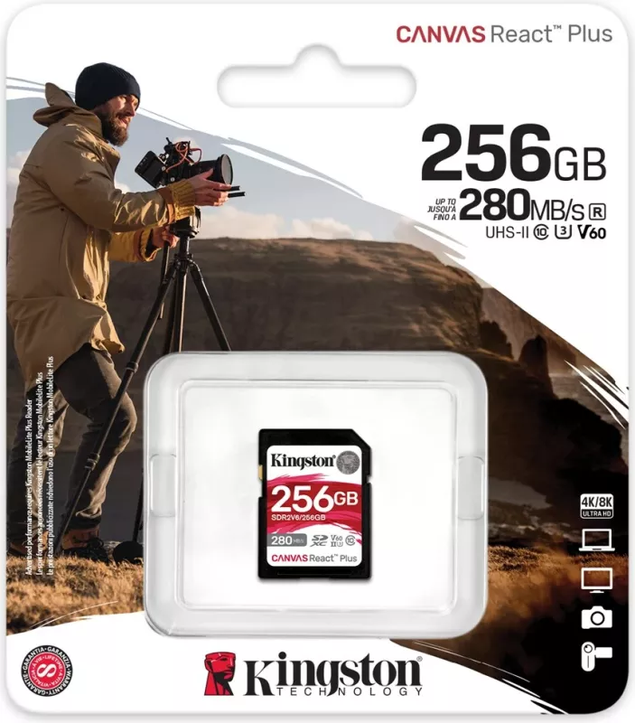 Kartelë memorie Kingston Canvas React Plus SDXC 256GB, e zezë