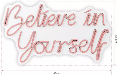 Dekor ndriçues LED plastik, 'Believe in Yourself', ngjyrë rozë