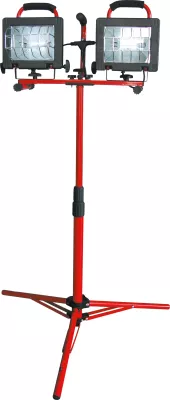 Reflektor halogjen PROLINE 66158 2x500W me tripod, IP44, i kuq