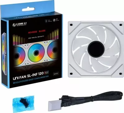 Ventilator për kasë PC Lian Li UNI FAN SL-INF 120 Reverse Blade UF-RSLIN120-1W 120mm ARGB PWM, i bardhë, 1 copë