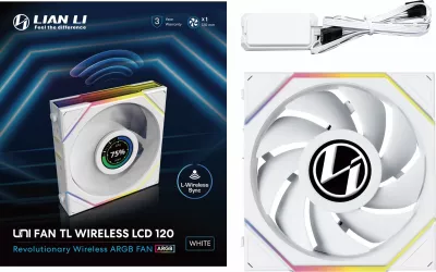 Ventilator për kasë PC Lian Li UNI FAN TL Wireless LCD 120mm PWM 12TLLCD1W1W, 1 copë, i bardhë
