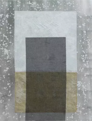 Pikturë abstrakte dekorative, kanavacë, ngjyrë gri, argjend, ari, 76x100x4cm