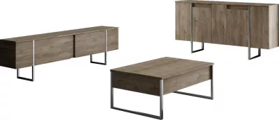 Set mobiljesh për dhomë dite, ngjyrë arre dhe argjendi, Hanah Home Luxe