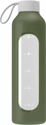 Shishe uji Wessper Activemax Crystalline 1L, xham borosilikat, kapak bambuje, me mbështjellës silikoni, jeshile ulliri