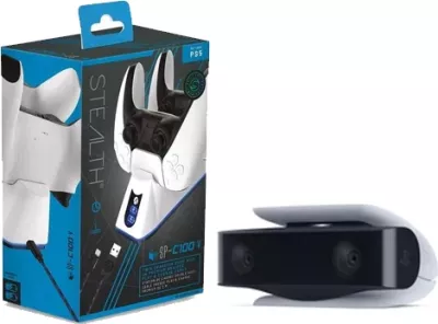 Set aksesorësh PS5 Sony HD Camera + Stealth Twin USB Charging Dock për 2 kontrollera, bardhë/zi