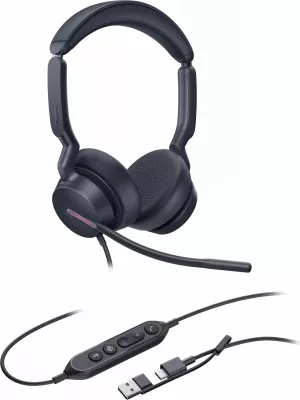 Kufje Yealink UH46 Dual Teams, USB-C/A, me mikrofon, e zezë