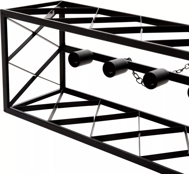 Llambë varëse tavani, kornizë metali e zezë, FH4128, 6 drita, 77.5x25x101 cm