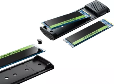 Kasë Sandberg 136-39 për SSD M.2 NVMe, USB 3.2 Gen 2 10Gbps, deri 4TB, gri e errët