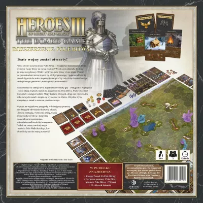 Zgjerim loje tavoline Archon Studio Heroes of Might and Magic III: Battlefield, 1-4 lojtarë, 120 min, 12+, version polonisht, set me 70 karta dhe 11 tokena