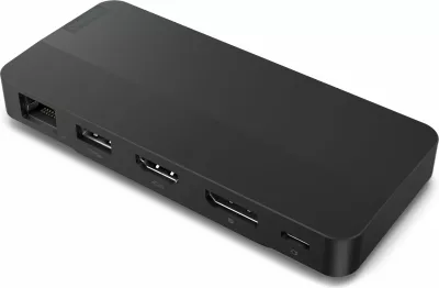 Stacion docking USB-C Lenovo 40B90000WW dual display 4K, HDMI + DisplayPort, LAN Gigabit, Power Delivery, Eclipse Black, pa adapter